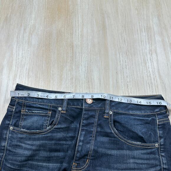 American Eagle Tomgirl Distressed Raw Hem Dark Wash Super Stretch Denim Jeans 6 - Picture 7 of 15
